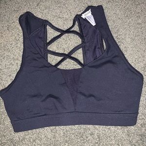 Black Sports Bra With Mesh Paneling